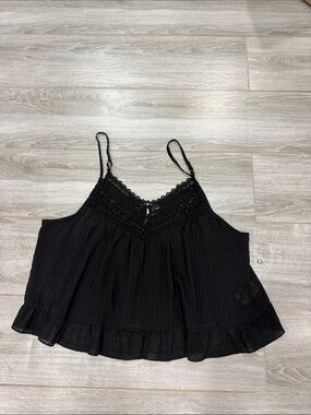 And Now This Black Lace-Trim Spaghetti Strap Women's Top XL Junior